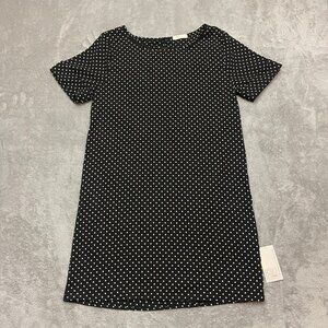Everly Anthropologie Dress Womens M Black White Polka Dot Bell Sleeve Flare